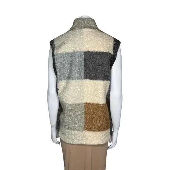 Blank NYC Vest Women’s Large Faux Shearling Colorblock Button Front CozyWoolLook - Picture 2 of 7